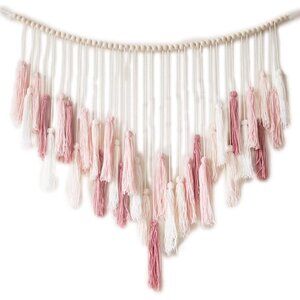 🆕 Pink Gorgeous Macrame Wall Decor Boho Crochet Art Bohemian Chic Tapestry NWT